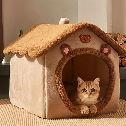 Foldable Pet House - Removable & Washable Cat House, Puppy Cave Sofa Bed for Small Pets