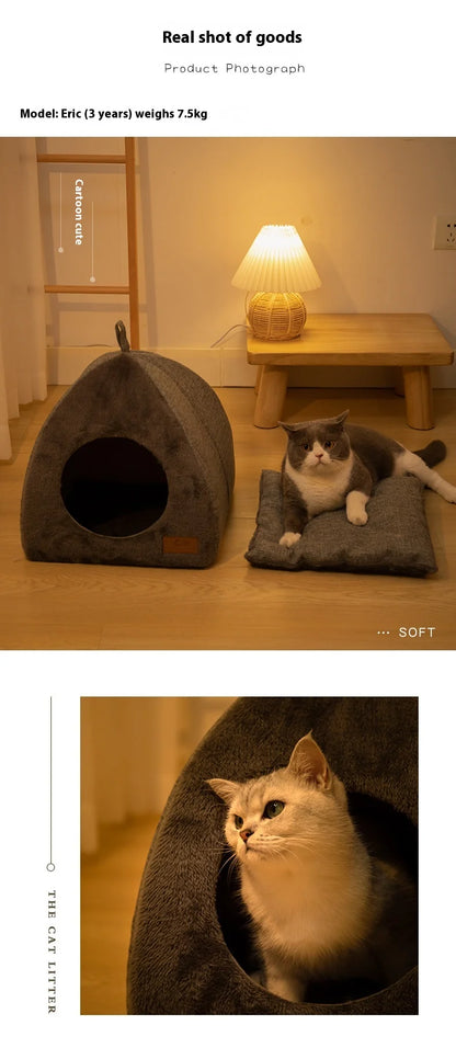 Triangle Pet Nest – Cozy Closed Bed for Deep Sleep