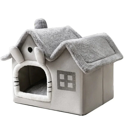 Multiple Designs Foldable Dog House Kennel Bed - Warm Winter Bed & Mat for Small/Medium Dogs & Cats