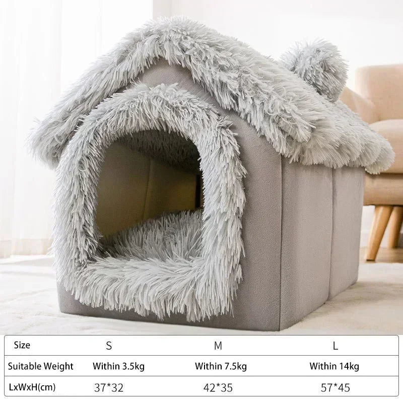 Multiple Designs Foldable Dog House Kennel Bed - Warm Winter Bed & Mat for Small/Medium Dogs & Cats