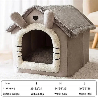 Multiple Designs Foldable Dog House Kennel Bed - Warm Winter Bed & Mat for Small/Medium Dogs & Cats