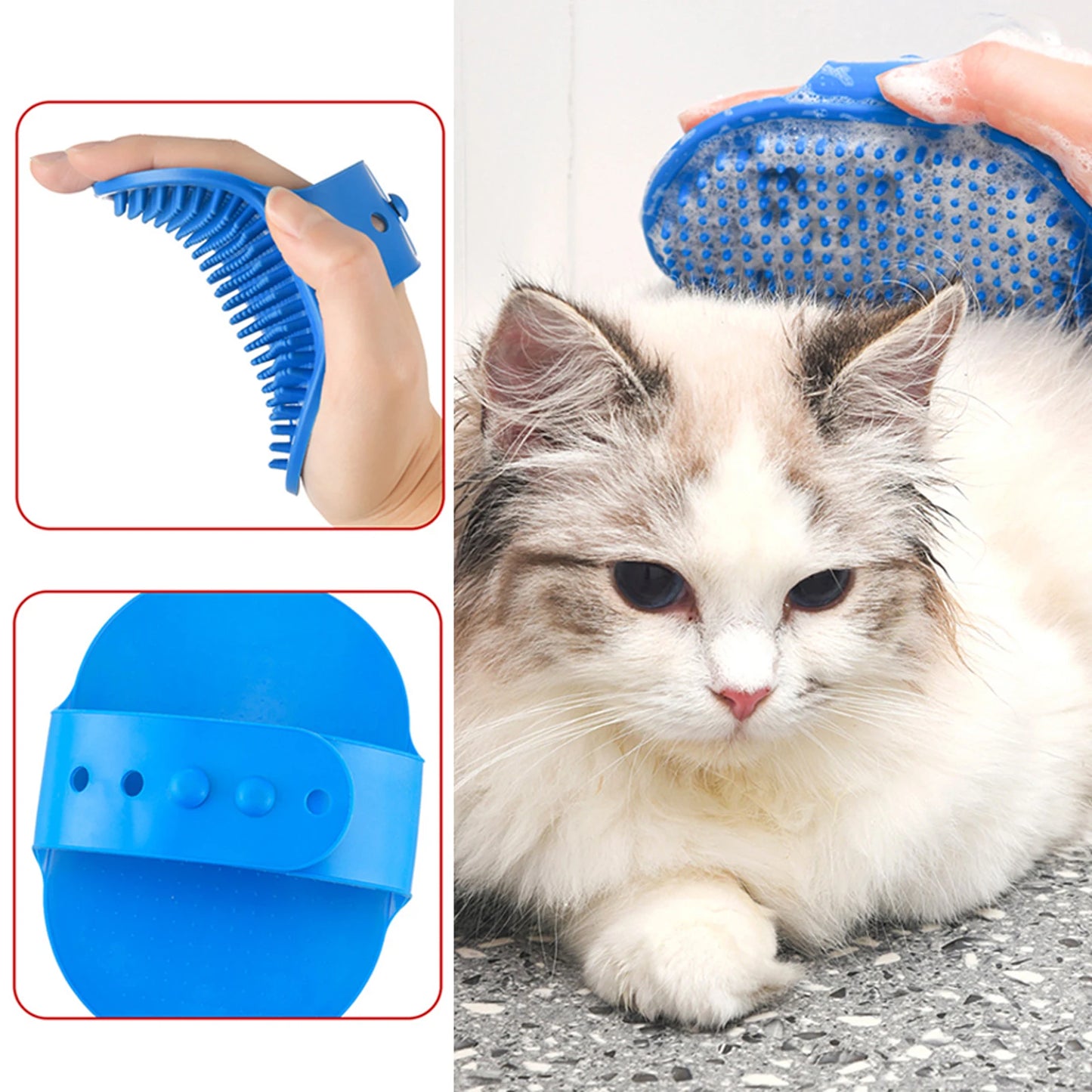 Soft Silicone Dog Bath Brush - Cat Washing Glove, Hair Fur Removal Comb, Pet Grooming Massage Cleaning Scrubber