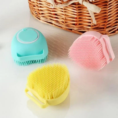 2-in-1 Silicone Pet Brush with Shampoo Dispenser - Grooming Tool for Dogs & Cats