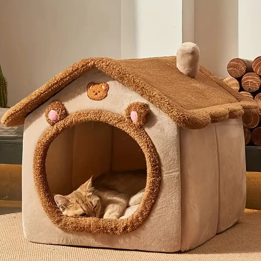 Foldable Pet House - Removable & Washable Cat House, Puppy Cave Sofa Bed for Small Pets