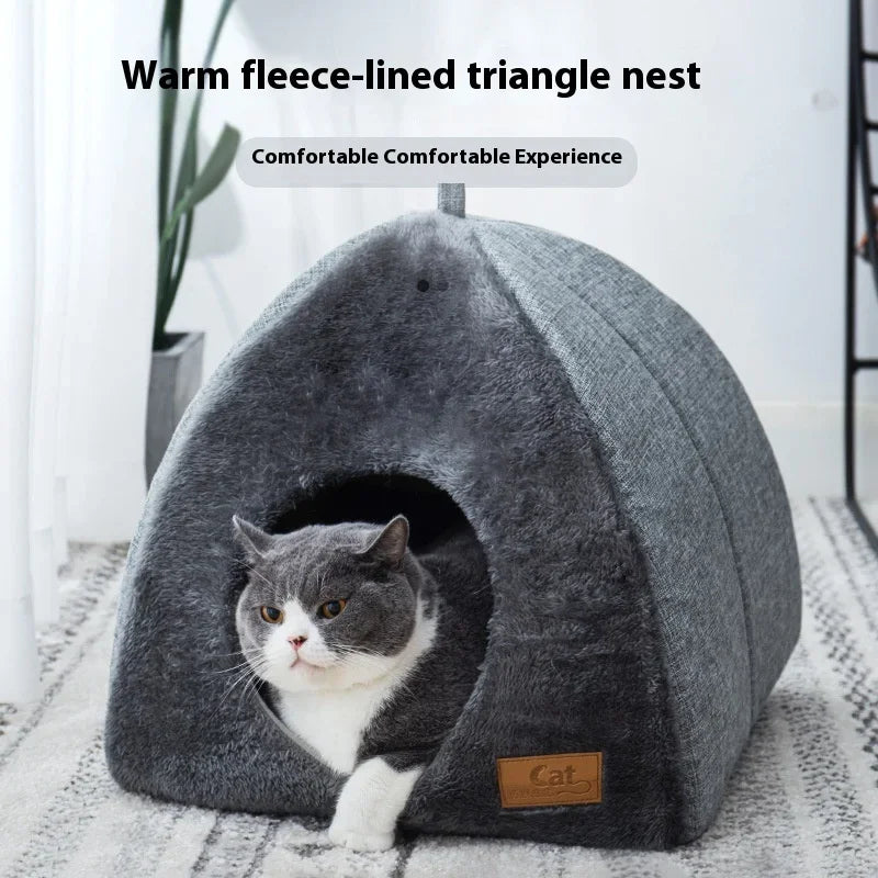 Triangle Pet Nest – Cozy Closed Bed for Deep Sleep