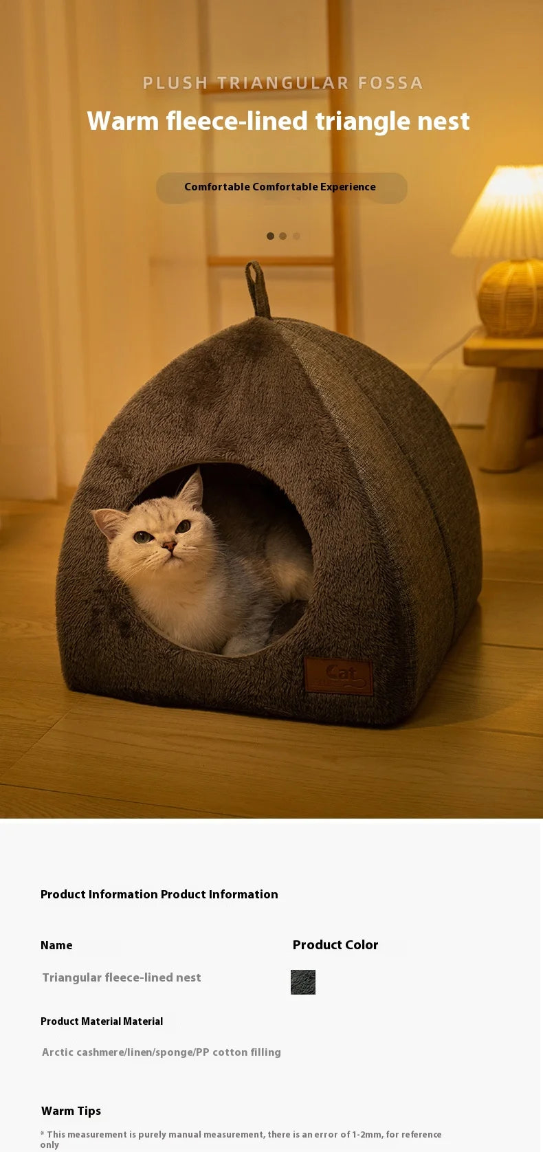 Triangle Pet Nest – Cozy Closed Bed for Deep Sleep