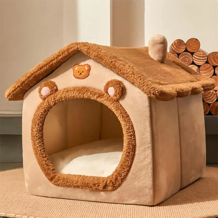 Foldable Pet House - Removable & Washable Cat House, Puppy Cave Sofa Bed for Small Pets