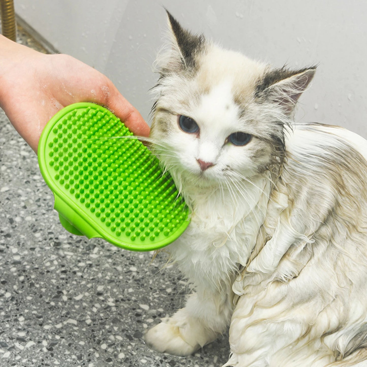 Soft Silicone Dog Bath Brush - Cat Washing Glove, Hair Fur Removal Comb, Pet Grooming Massage Cleaning Scrubber