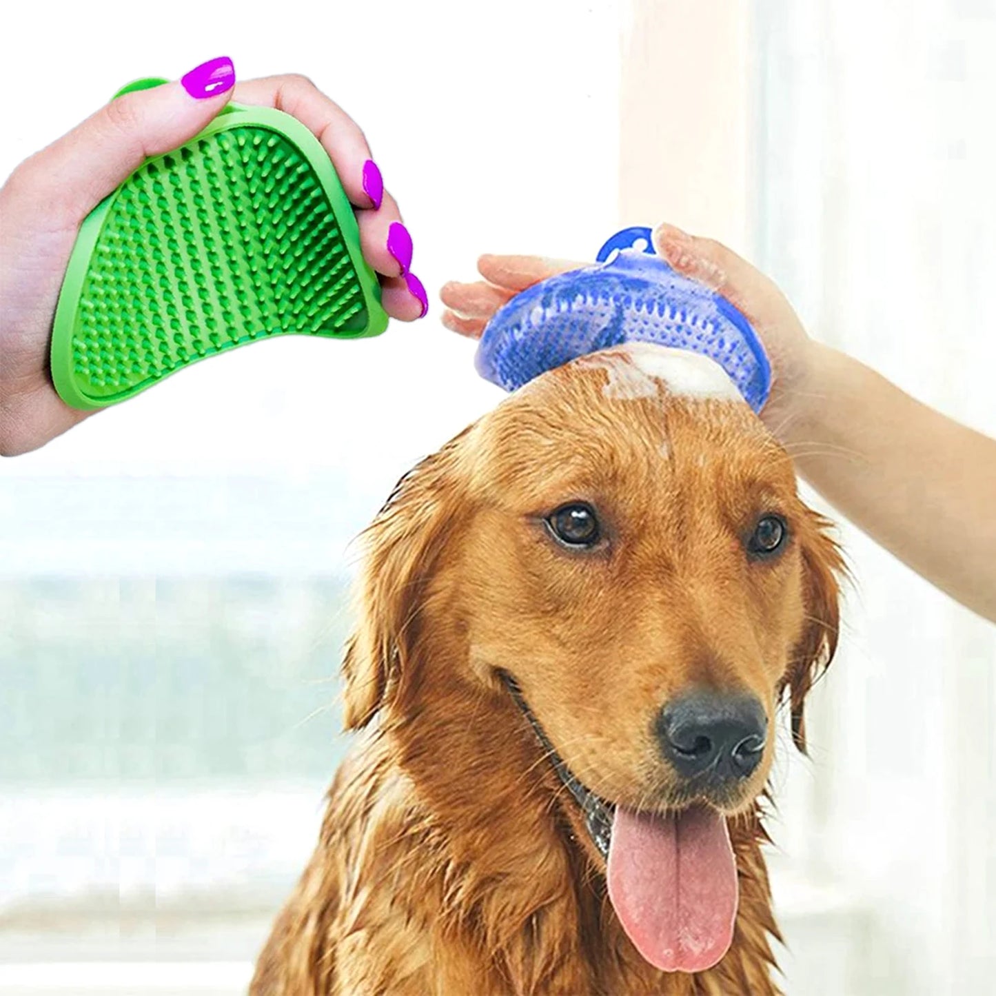 Soft Silicone Dog Bath Brush - Cat Washing Glove, Hair Fur Removal Comb, Pet Grooming Massage Cleaning Scrubber