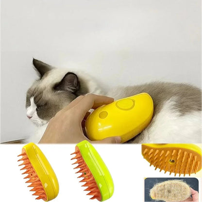 Electric Cat & Dog Steam Brush - Pet Grooming Water Spray Comb, Soft Silicone Depilation Hair Brush