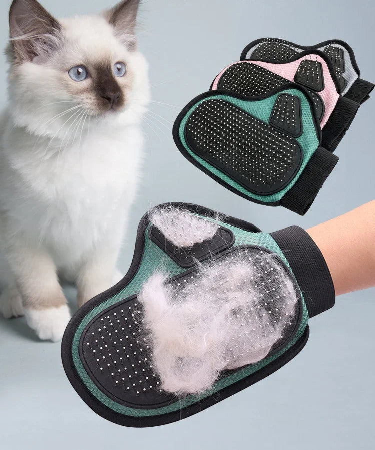 Pet Grooming Glove - Dog & Cat Hair Removal Brush, Dog Fur Shedding Glove, Bathing Comb & Massage Tool