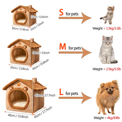 Foldable Pet House - Removable & Washable Cat House, Puppy Cave Sofa Bed for Small Pets