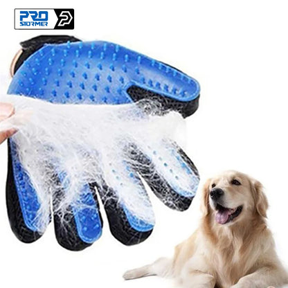 PROSTORMER Pet Grooming Glove - Silicone Deshedding Brush Comb for Dogs & Cats, Bath & Cleaning Supplies