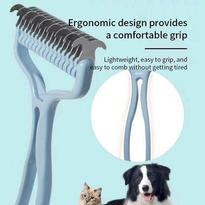 Cat Brush & Fur Knot Cutter - Pet Hair Removal Comb, Dog Grooming Shedding Tool, Double-Sided Stainless Steel Brush for Cats & Dogs