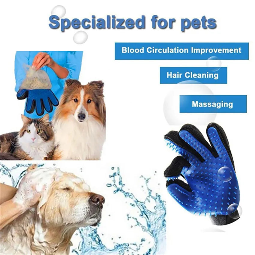 PROSTORMER Pet Grooming Glove - Silicone Deshedding Brush Comb for Dogs & Cats, Bath & Cleaning Supplies