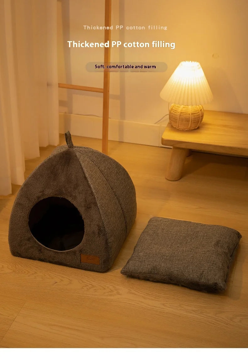 Triangle Pet Nest – Cozy Closed Bed for Deep Sleep