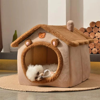 Foldable Pet House - Removable & Washable Cat House, Puppy Cave Sofa Bed for Small Pets