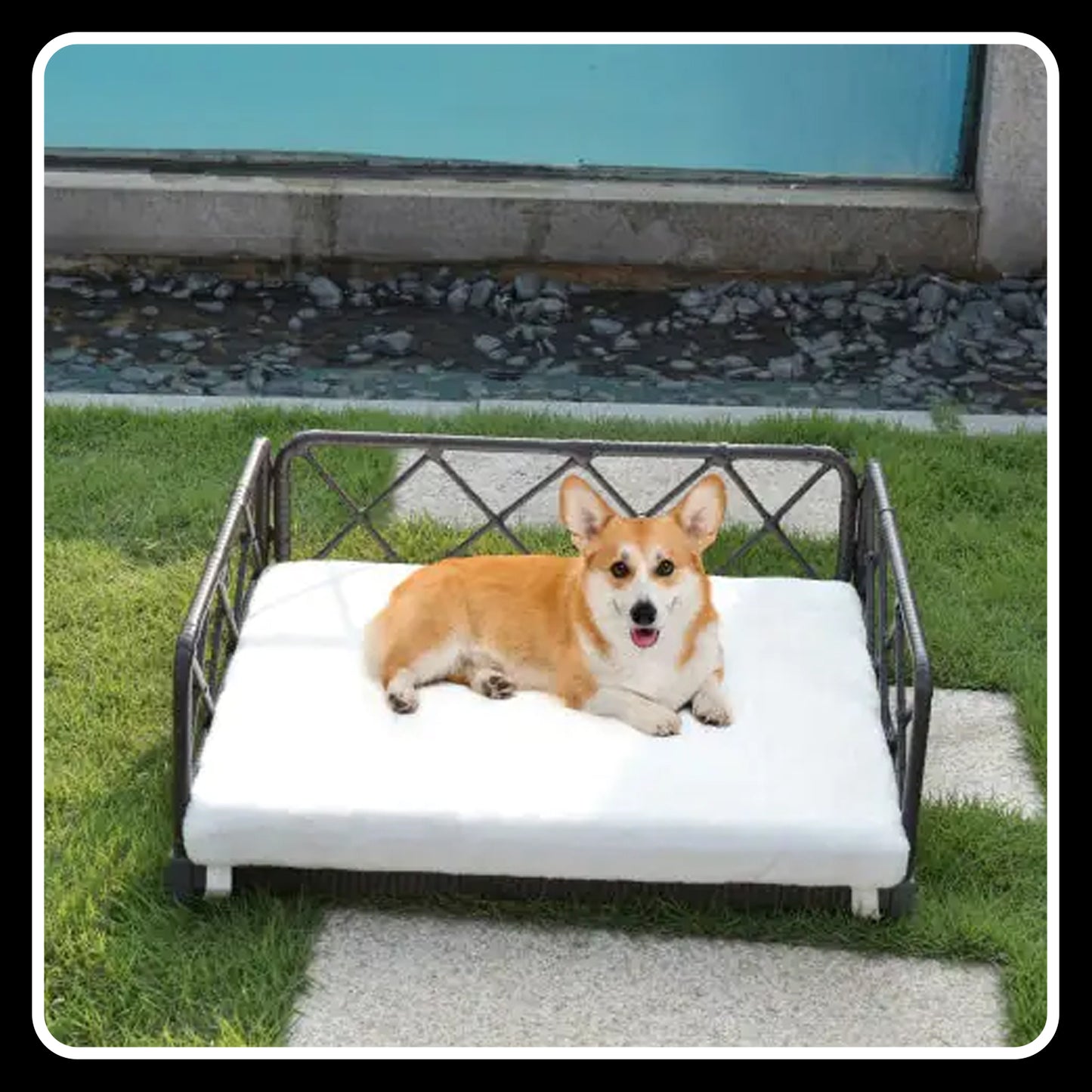 Wicker Pet Bed - Rattan Dog Sofa Bed for Indoor & Outdoor Use, Water Resistant