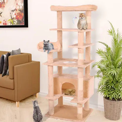 70.9-Inch Cat Climbing Frame in Cream White