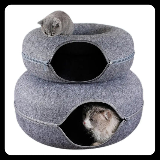 Donut Cat Bed Pet Cat Tunnel – Interactive Playground and Cozy Retreat