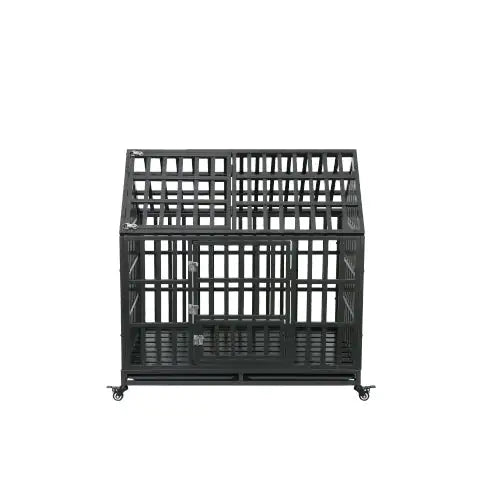 Heavy-Duty Dog Kennel with Rooftop Pet Cage – Secure, Durable, and Easy to Move