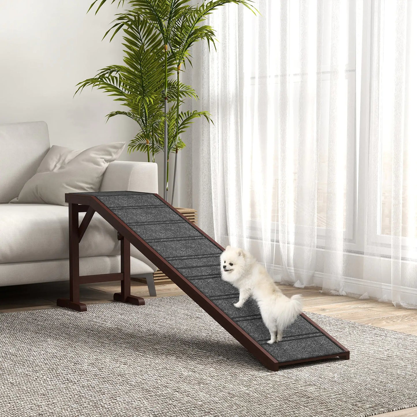 PawHut Ramp for Dog Bed – Dog Pet Ramp with Non-Slip Carpet and Top Platform