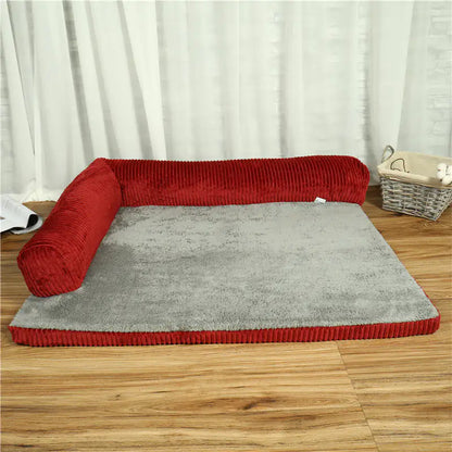 Corduroy Pet Sofa - Comfortable Dog Bed with Non-Slip Base