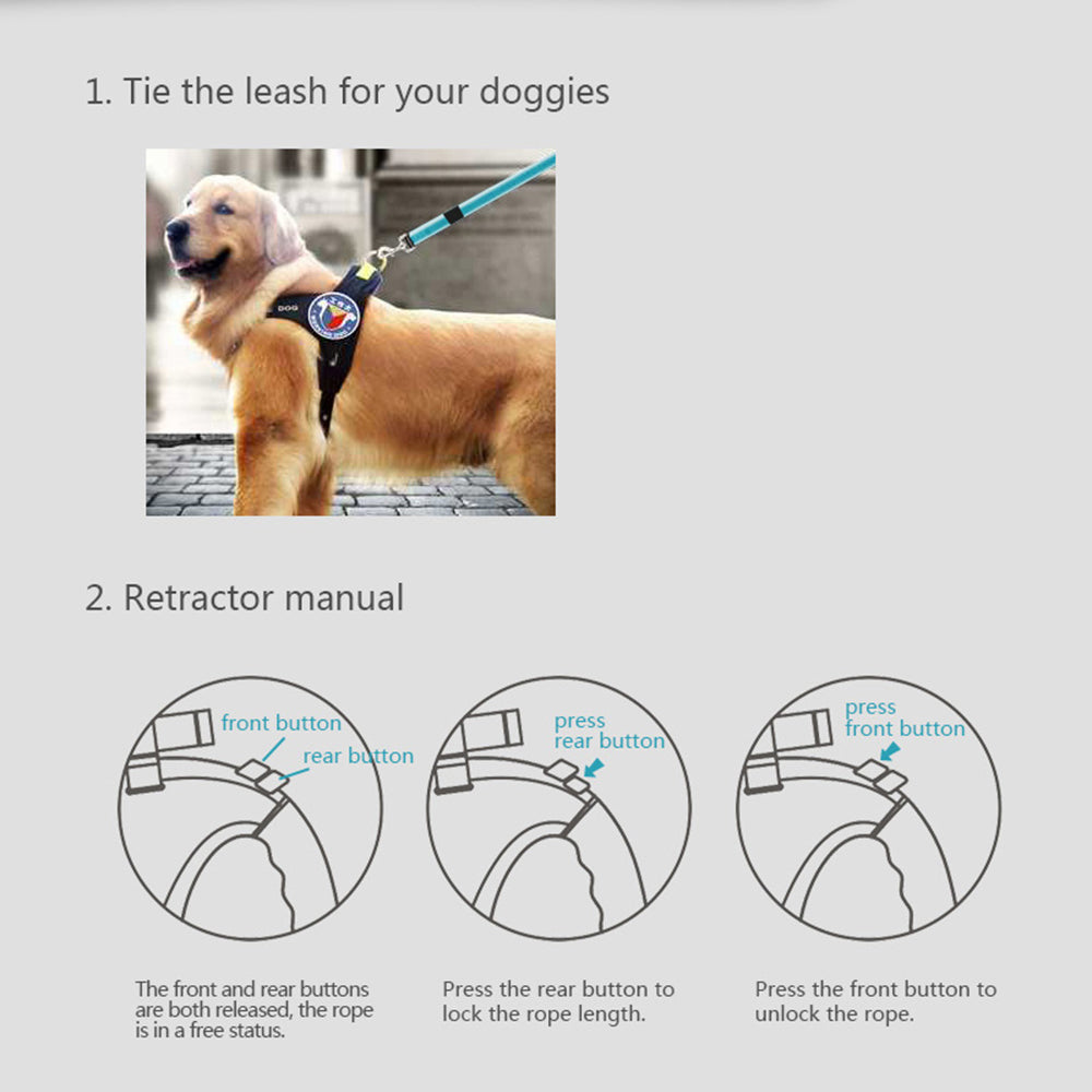 Dual Dog Leash with Light – Retractable, Adjustable, Tangle-Free Design for Two Dogs