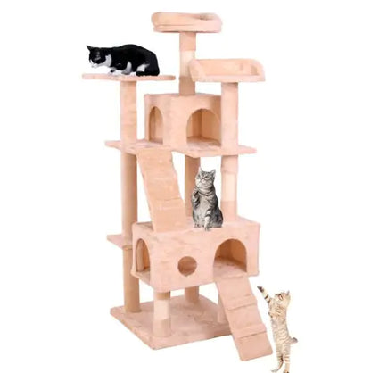 63-Inch Cat Climbing Frame in Creamy White