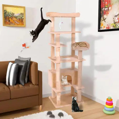 70.9-Inch Cat Climbing Frame in Cream White