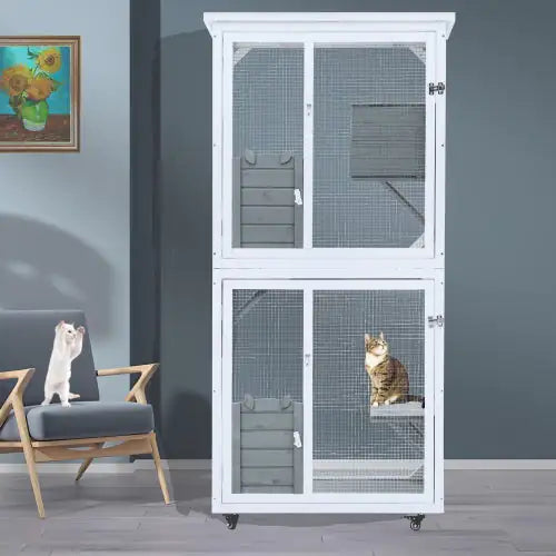 Outdoor Indoor Cat Pet Climbing Frame Game Cage Cute Large Space