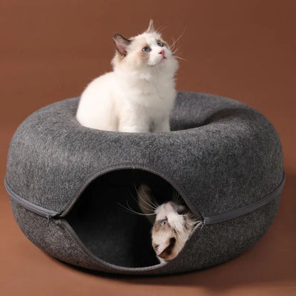 Donut Cat Bed Pet Cat Tunnel – Interactive Playground and Cozy Retreat