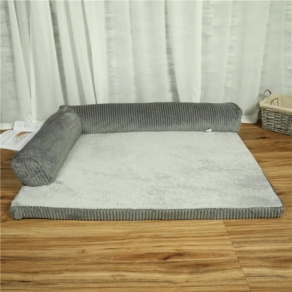 Corduroy Pet Sofa - Comfortable Dog Bed with Non-Slip Base