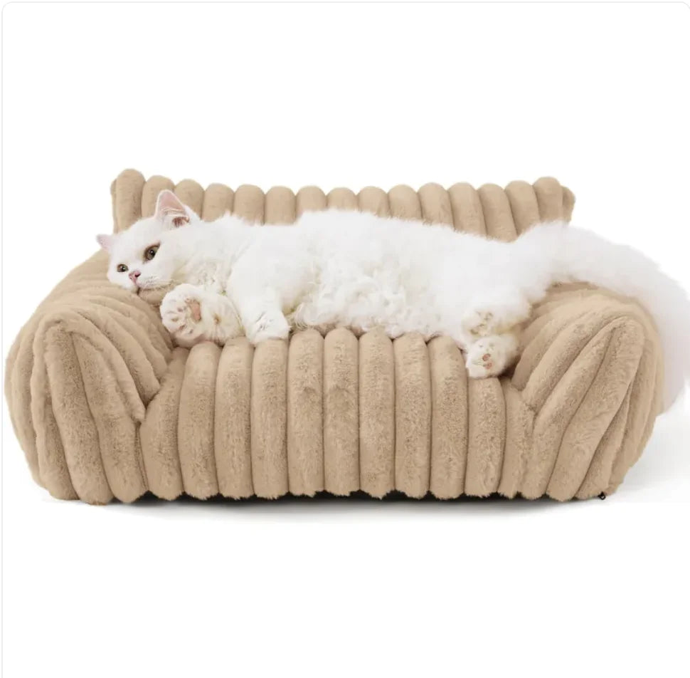 Bedsure Cute Cat Dog Sofa - Soft Corduroy Fleece Pet Bed