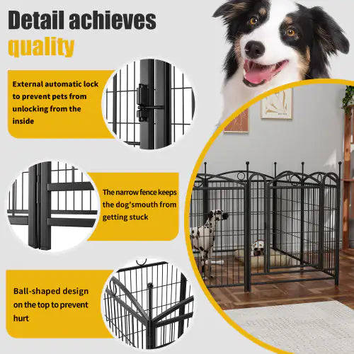 32-Inch 8-Panel Metal Dog Playpen for Indoor & Outdoor Use