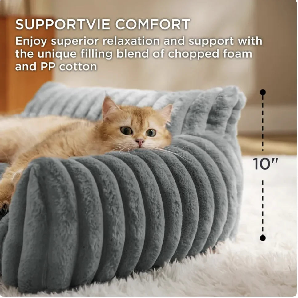 Bedsure Cute Cat Dog Sofa - Soft Corduroy Fleece Pet Bed