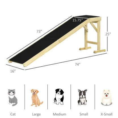 PawHut Ramp for Dog Bed – Wooden Pet Ramp with Non-Slip Carpet and Top Platform