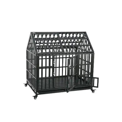 Heavy-Duty Dog Kennel with Rooftop Pet Cage – Secure, Durable, and Easy to Move